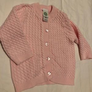 Baby Pink cable knit button up cardigan, 6 mo